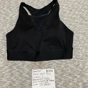 Champion black sports bra with removable pads, size L. SKU-B370#activewear